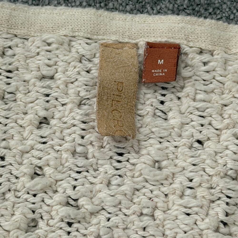 Pilcro Anthropologie Cream Textured V Neck Sweater M - Picture 5 of 7